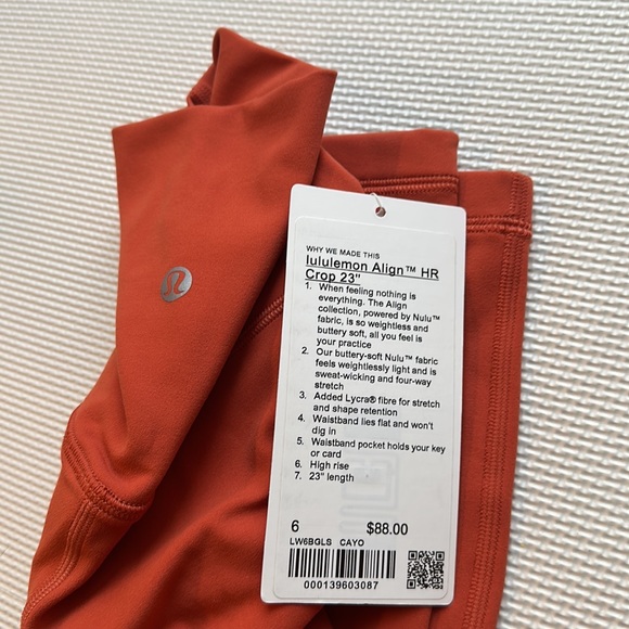 Lululemon Align Crop 23 Sz 6 Canyon Orange Leggings Halloween Fall Workout Pants - Picture 2 of 7